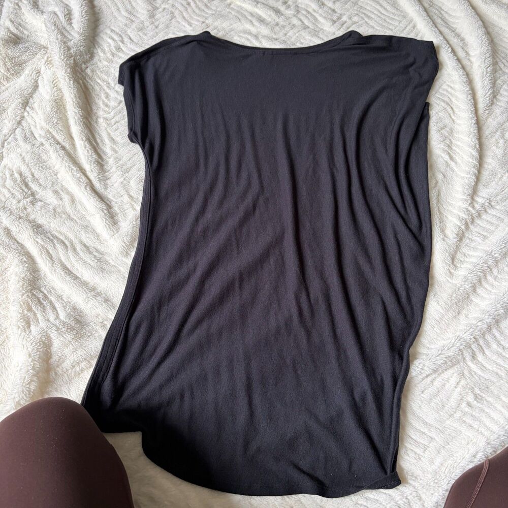 Athleta Asymmetrical Black Cap Sleeve T-Shirt Dress - Scoop Neck - Size M - Picture 4 of 6